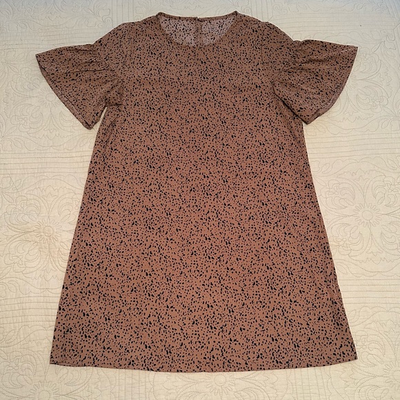 SHEIN Dresses & Skirts - Women’s SHEIN Ruffle Cuff Dalmatian Dress Mocha Brown Medium